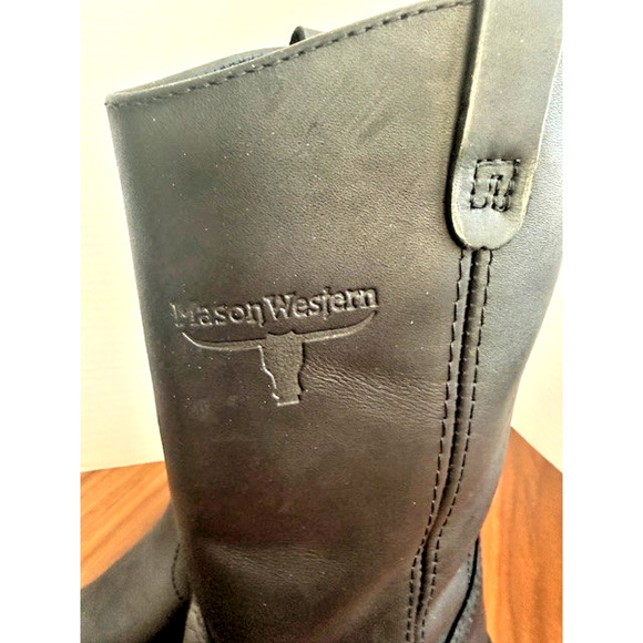 New Mason Western Leather 981 Black Mens Boots Cowboy 9 D Riding USA main image 10